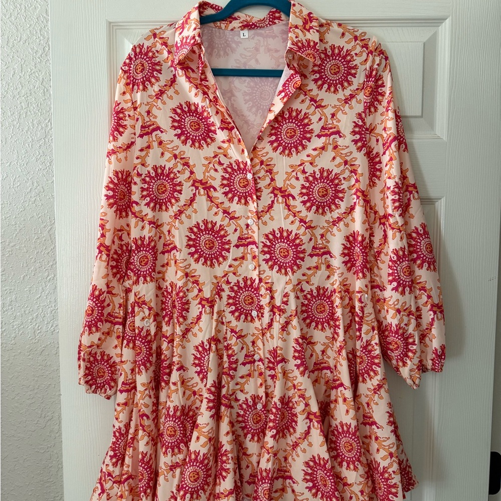Floral Pink and Cream Dress